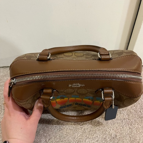 Coach Mini Bennett Satchel in Signature Canvas with Rainbow Animation - Picture 8 of 14